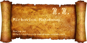 Mirkovics Makabeus névjegykártya